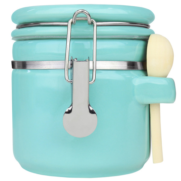 Blue Donuts 25oz Ceramic Airtight Food Storage Canister with Spoon, Turquoise BD3928636